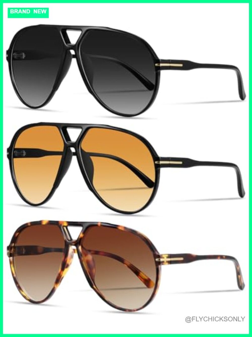Oversized Retro Aviator Sunglasses UV400 Vintage 70s Style